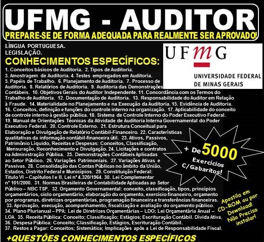 Apostila UFMG - AUDITOR - Teoria + 5.000 Exercícios - Concurso 2018