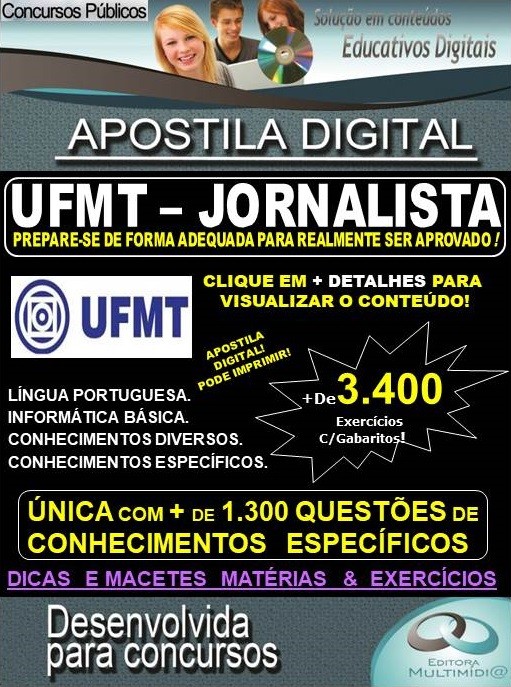 Apostila UFMT - JORNALISTA  - Teoria +3.400 exercícios - Concurso 2020