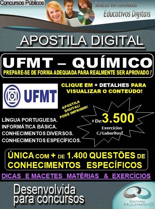 Apostila UFMT - QUÍMICO  - Teoria +3.500 exercícios - Concurso 2020