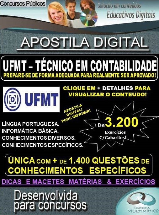 Apostila UFMT - TÉCNICO EM CONTABILIDADE  - Teoria + 3.200 exercícios - Concurso 2020