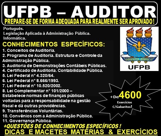 Apostila UFPB - AUDITOR - Teoria + 4.600 Exercícios - Concurso 2019