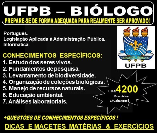 Apostila UFPB - BIÓLOGO - Teoria + 4.200 Exercícios - Concurso 2019