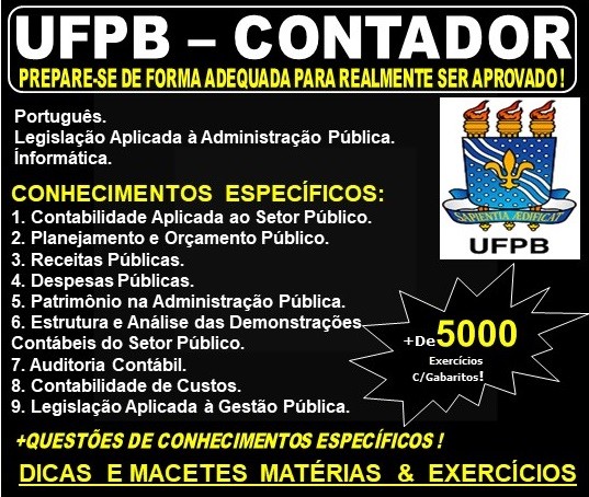Apostila UFPB - CONTADOR - Teoria + 5.000 Exercícios - Concurso 2019