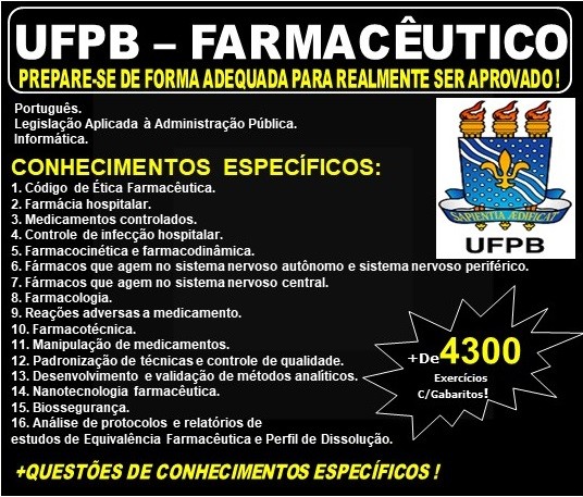 Apostila UFPB - FARMACÊUTICO - Teoria + 4.300 Exercícios - Concurso 2019