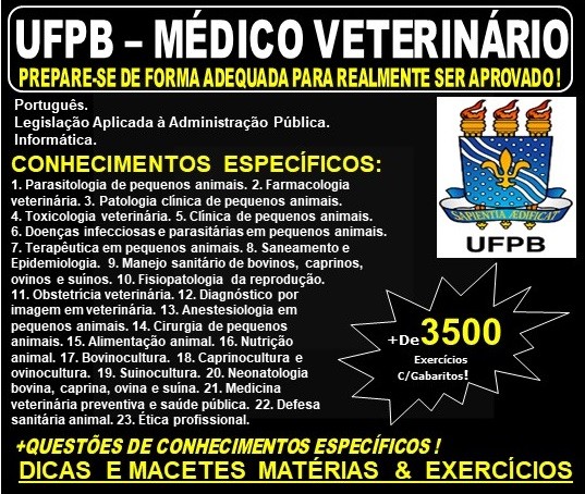 Apostila UFPB - MÉDICO VETERINÁRIO - Teoria + 3.500 Exercícios - Concurso 2019