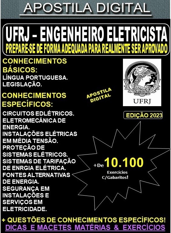 Apostila UFRJ - ENGENHEIRO ELETRICISTA - Teoria +10.100 Exercícios - Concurso 2023