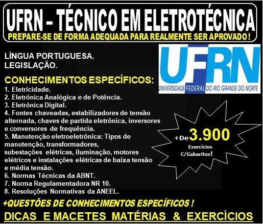 Apostila UFRN - TÉCNICO EM ELETROTÉCNICA - Teoria + 3.900 Exercícios - Concurso 2019