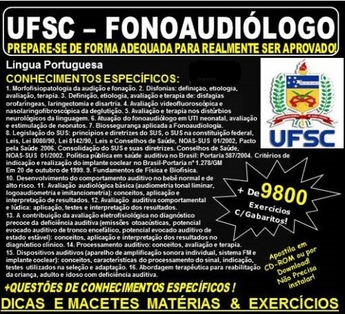 Apostila UFSC - FONOAUDIÓLOGO - Teoria + 9.800 Exercícios - Concurso 2017