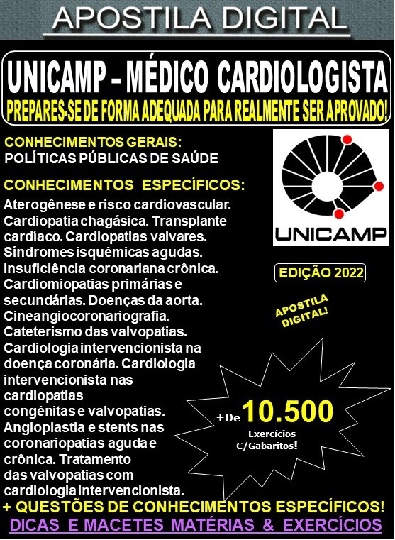 Apostila UNICAMP - MÉDICO CARDIOLOGISTA - Teoria + 10.500 Exercícios - Concurso 2022
