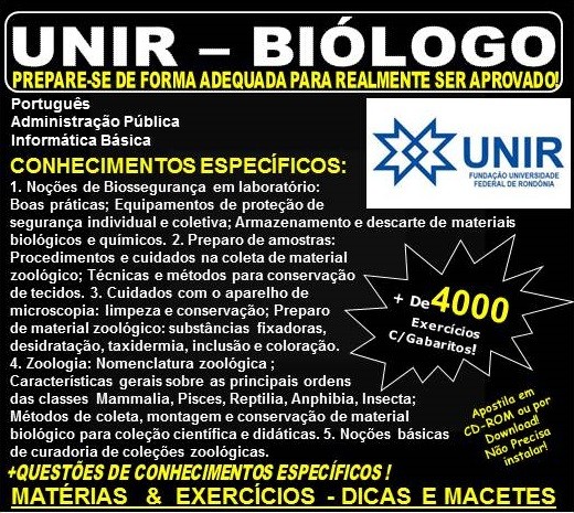 Apostila UNIR - BIÓLOGO - Teoria + 4.500 Exercícios - Concurso 2018