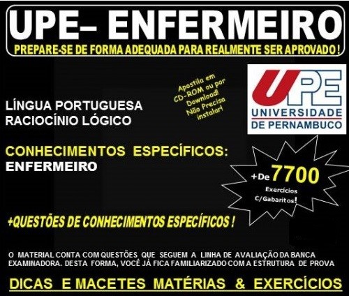 Apostila UPE - ENFERMEIRO - Teoria + 7.700 Exercícios - Concurso 2017