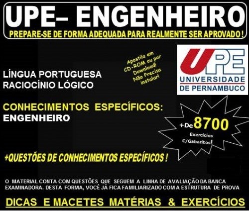 Apostila UPE - ENGENHEIRO - Teoria + 8.700 Exercícios - Concurso 2017