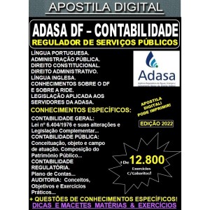 Apostila ADASA DF - CONTABILIDADE - Teoria + 12.800 Exercícios - Concurso 2022
