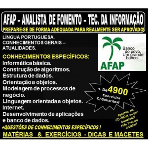 Apostila AFAP - Analista de Fomento - TECNOLOGIA da INFORMAÇÃO - Teoria + 4.900 Exercícios - Concurso 2018