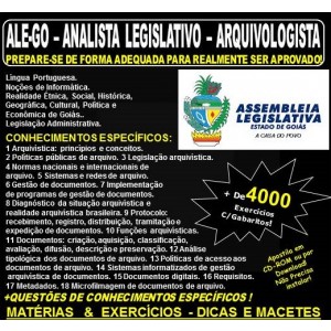 Apostila ALE-GO - Analista Legislativo - ARQUIVOLOGISTA - Teoria + 4.000 Exercícios - Concurso 2018