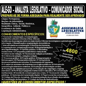 Apostila ALE-GO - Analista Legislativo - COMUNICADOR SOCIAL - Teoria + 4.800 Exercícios - Concurso 2018