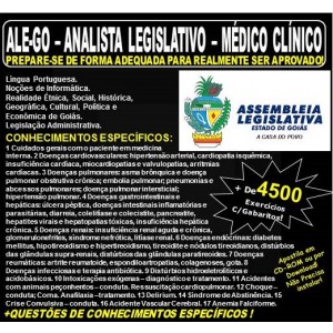 Apostila ALE-GO - Analista Legislativo - MÉDICO CLÍNICO - Teoria + 4.500 Exercícios - Concurso 2018