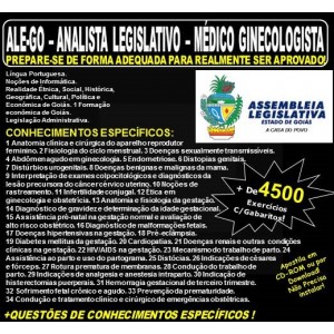 Apostila ALE-GO - Analista Legislativo - MÉDICO GINECOLOGISTA - Teoria + 4.500 Exercícios - Concurso 2018