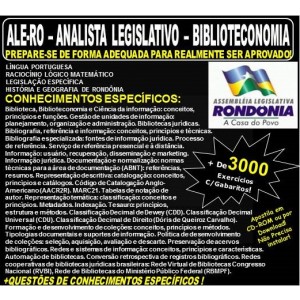 Apostila ALE-RO - ANALISTA LEGISLATIVO - BIBLIOTECONOMIA - Teoria + 3.000 Exercícios - Concurso 2018