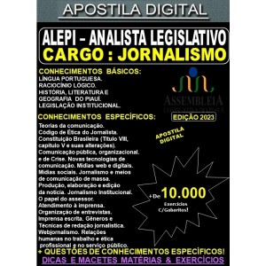 Apostila ALEPI - Analista Legislativo - JORNALISMO - Teoria + 10.000 Exercícios - Concurso 2023