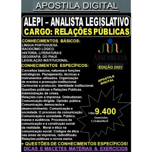 Apostila ALEPI - Analista Legislativo - RELAÇÕES PÚBLICAS - Teoria + 9.400 Exercícios - Concurso 2023