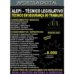 Apostila ALEPI - Técnico Legislativo - SEGURANÇA DO TRABALHO - Teoria + 8.000 Exercícios - Concurso 2023