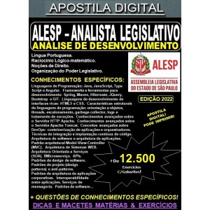 Apostila ALESP - ANALISTA LEGISLATIVO - ANÁLISE de DESENVOLVIMENTO - Teoria + 12.500 exercícios - Concurso 2022