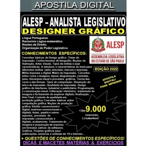 Apostila ALESP - ANALISTA LEGISLATIVO - DESIGNER GRÁFICO - Teoria + 9.000 exercícios - Concurso 2022