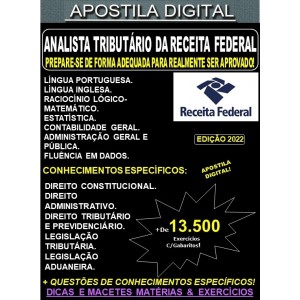 Apostila Receita Federal - ANALISTA TRIBUTÁRIO - Teoria + 13.500 Exercícios - Concurso 2022