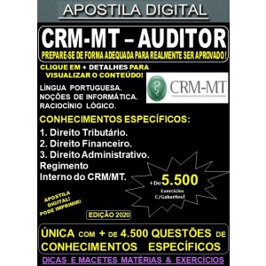 Apostila CRM MT - AUDITOR - Teoria + 5.500 Exercícios - Concurso 2020