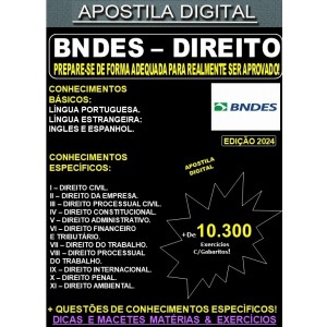 Apostila BNDES - DIREITO - Teoria + 10.300 Exercícios - Concurso 2023 (Novo Edital previsto para OUTUBRO 2024)
