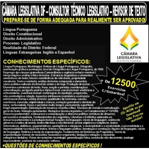 Apostila CAMARA LEGISLATIVA DF - CONSULTOR TÉCNICO LEGISLATIVO - REVISOR de TEXTO - Teoria + 12.500 Exercícios - Concurso 2018