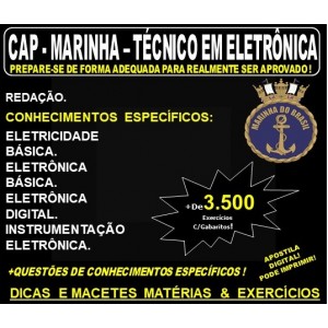 Apostila CAP - MARINHA - TÉCNICO em ELETRÔNICA - Teoria + 3.500 Exercícios - Concurso 2020