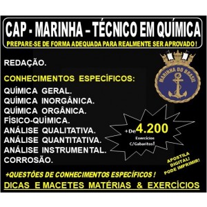 Apostila CAP - MARINHA - TÉCNICO em QUÍMICA - Teoria + 4.200 Exercícios - Concurso 2020