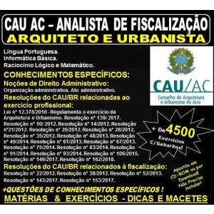 Apostila CAU AC - ANALISTA de FISCALIZAÇÃO -  ARQUITETO e URBANISTA - Teoria + 4.500 Exercícios - Concurso 2018