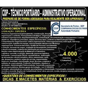 Apostila CDP - TECNICO PORTUÁRIO - ADMINSTRATIVO OPERACIONAL - Teoria + 4.000 Exercícios - Concurso 2019