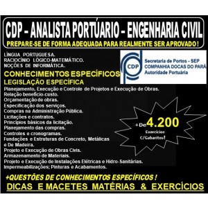 Apostila CDP - ANALISTA PORTUÁRIO - ENGENHARIA CIVIL - Teoria + 4.200 Exercícios - Concurso 2019