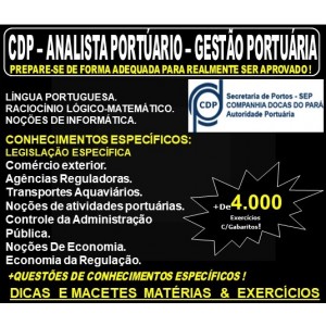 Apostila CDP - ANALISTA PORTUÁRIO - GESTÃO PORTUÁRIA - Teoria + 4.000 Exercícios - Concurso 2019
