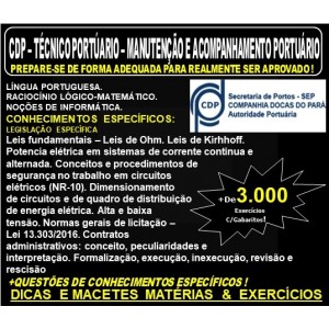 Apostila CDP - TECNICO PORTUÁRIO - MANUTENÇÃO E ACOMPANHAMENTO PORTUÁRIO - Teoria + 3.000 Exercícios - Concurso 2019