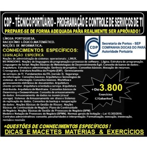 Apostila CDP - TECNICO PORTUÁRIO - PROGRAMAÇÃO e CONTROLE de SERVIÇOS de TECNOLOGIA da INFORMAÇÃO - Teoria + 3.800 Exercícios - Concurso 2019