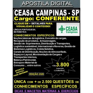 Apostila CEASA CAMPINAS SP -  CONFERENTE - Teoria + 3.800 Exercícios - Concurso 2020