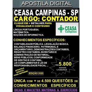 Apostila CEASA CAMPINAS SP - CONTADOR - Teoria + 5.800 Exercícios - Concurso 2020