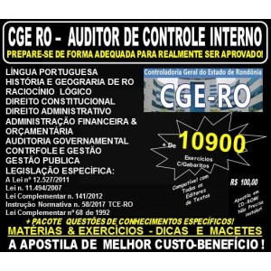 Apostila CGE RO - AUDITOR de CONTROLE INTERNO - Teoria + 10.900 Exercícios - Concurso 2017