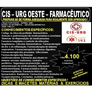 Apostila CIS - URG OESTE / SAMU MG - FARMACÊUTICO - Teoria + 4.100 Exercícios - Concurso 2019
