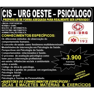 Apostila CIS - URG OESTE / SAMU MG - PSICÓLOGO - Teoria + 3.900 Exercícios - Concurso 2019