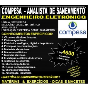 Apostila COMPESA ANALISTA de SANEAMENTO - ENGENHEIRO ELETRÔNICO - Teoria + 4.400 Exercícios - Concurso 2018