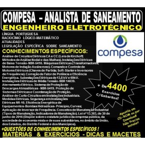 Apostila COMPESA ANALISTA de SANEAMENTO - ENGENHEIRO ELETROTÉCNICO - Teoria + 4.400 Exercícios - Concurso 2018