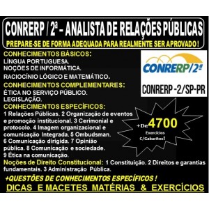 Apostila CONRERP / 2ª Região SP-PR - ANALISTA de RELAÇÕES PÚBLICAS - Teoria + 4.700 Exercícios - Concurso 2019