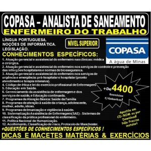 Apostila COPASA ANALISTA de SANEAMENTO - ENFERMEIRO do TRABALHO - Teoria + 4.400 Exercícios - Concurso 2018