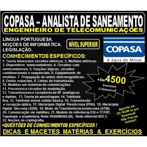 Apostila COPASA ANALISTA de SANEAMENTO - ENGENHEIRO de TELECOMUNICAÇÕES - Teoria + 4.500 Exercícios - Concurso 2018
